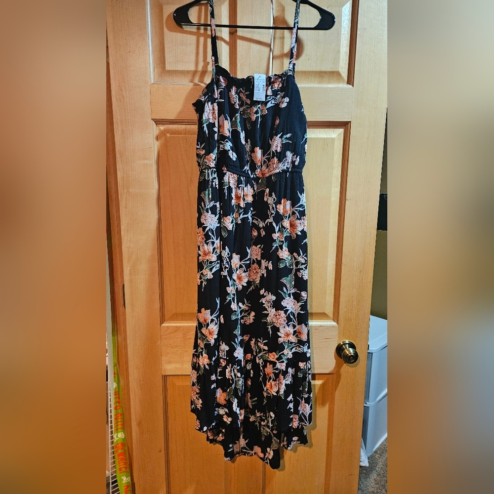 Maurices Black Maxi Dress with Floral Pattern